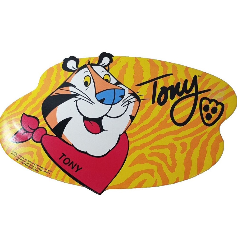 2002 Tony the Tiger Kellogg’s Plastic Placemat Cereal Promo 16” Vintage Advertis